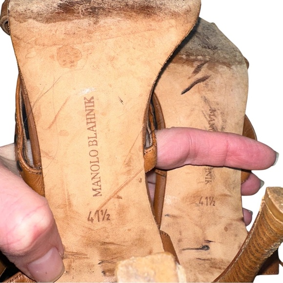 Manolo Blahnik Brown studded Leather Sandals size 41.5 - Picture 7 of 7